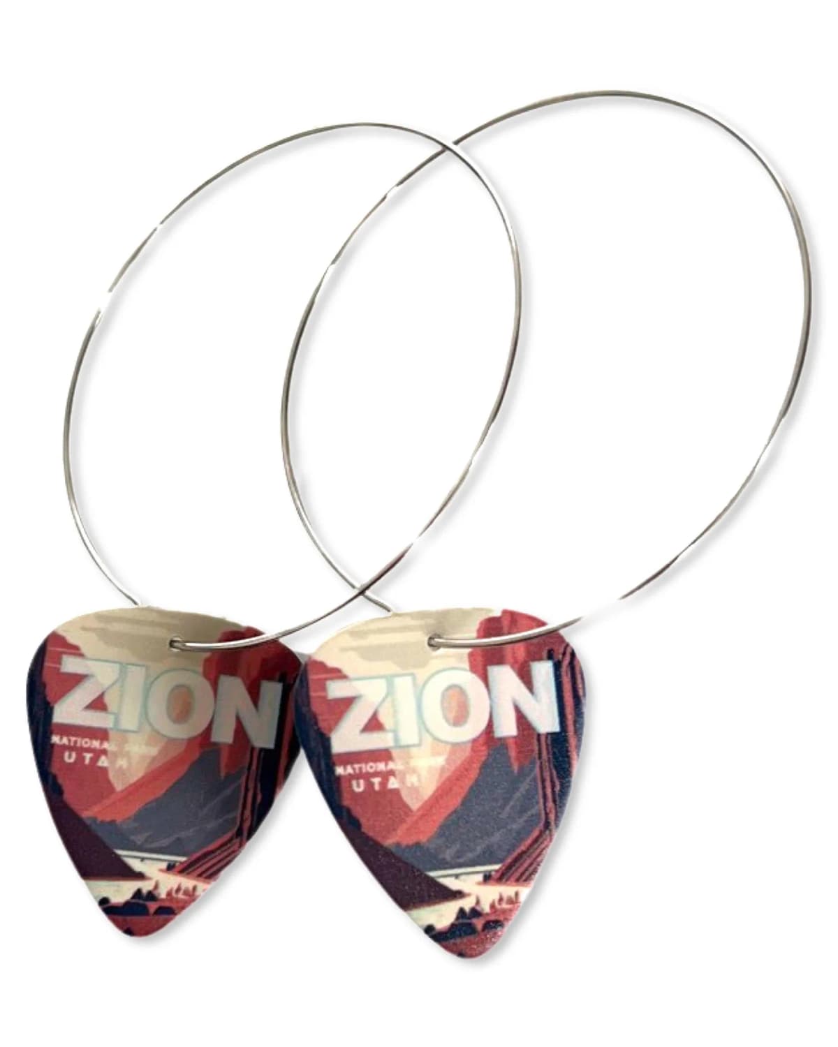 Zion Canyon Single Guitar Pick Earrings Groupie Love (50mm)