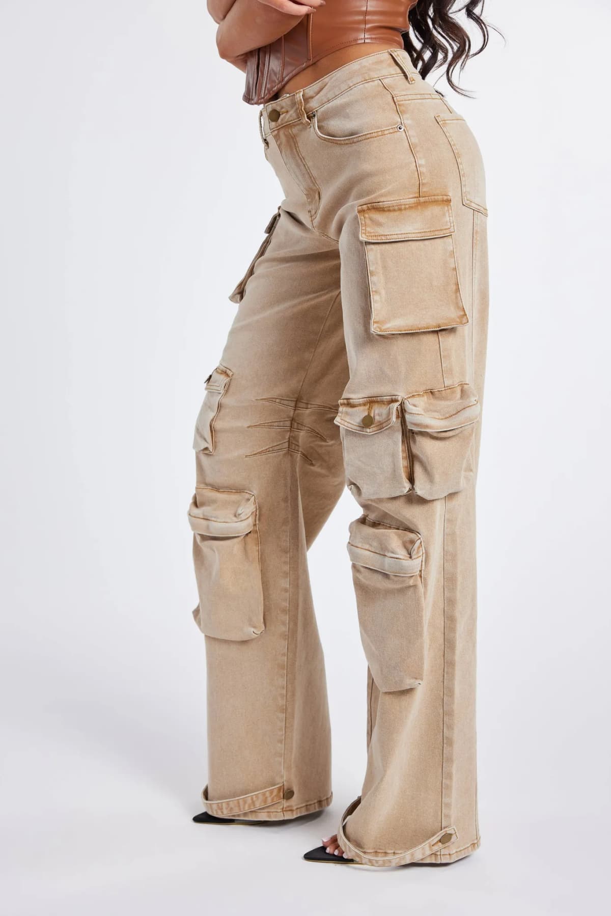 Light Washed Cargo Jeans by WFFS