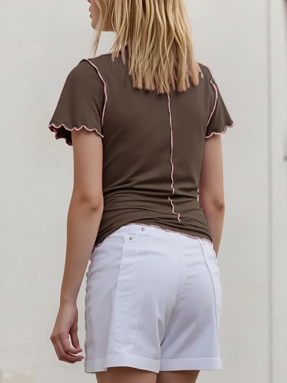 Basic Bae Contrast Trim Mock Neck Short Sleeve T-Shirt in Multiple Colors