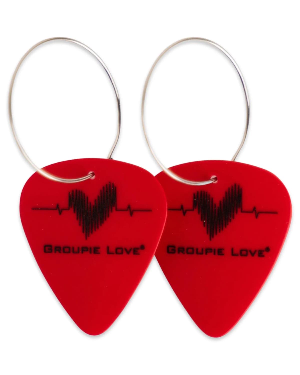 14K Gold Filled Red Single Guitar Pick Earrings Groupie Love (50mm)