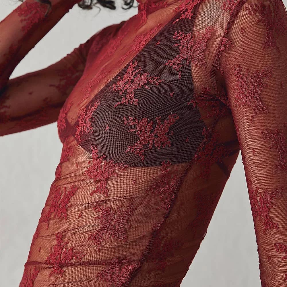 Sheer Lace Top Shirt Rosa Clothing (Cream)
