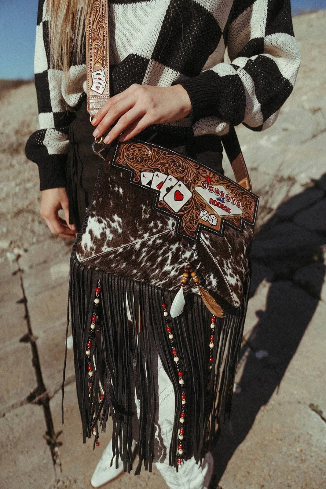 Cowboys And Rodeos Fringe Bag A Haute Southern Hyde by Beth Marie Exclusive