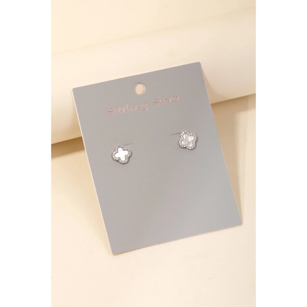 Sterling Silver Studded Clover Stud Earrings Anarchy Street (Silver White)