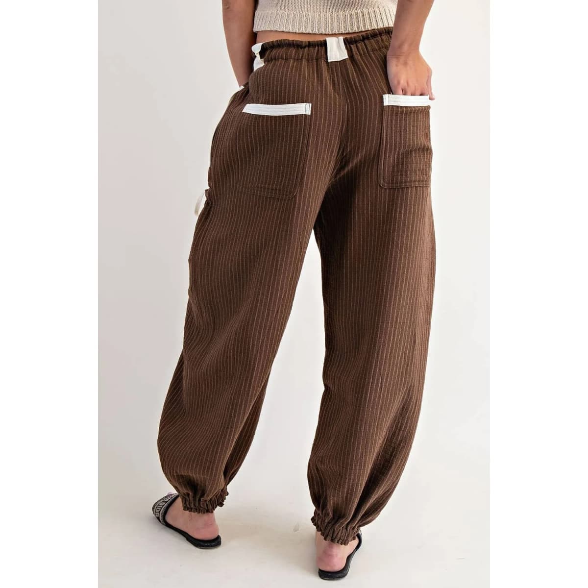 New* Striped Jogger Pants Chocolate