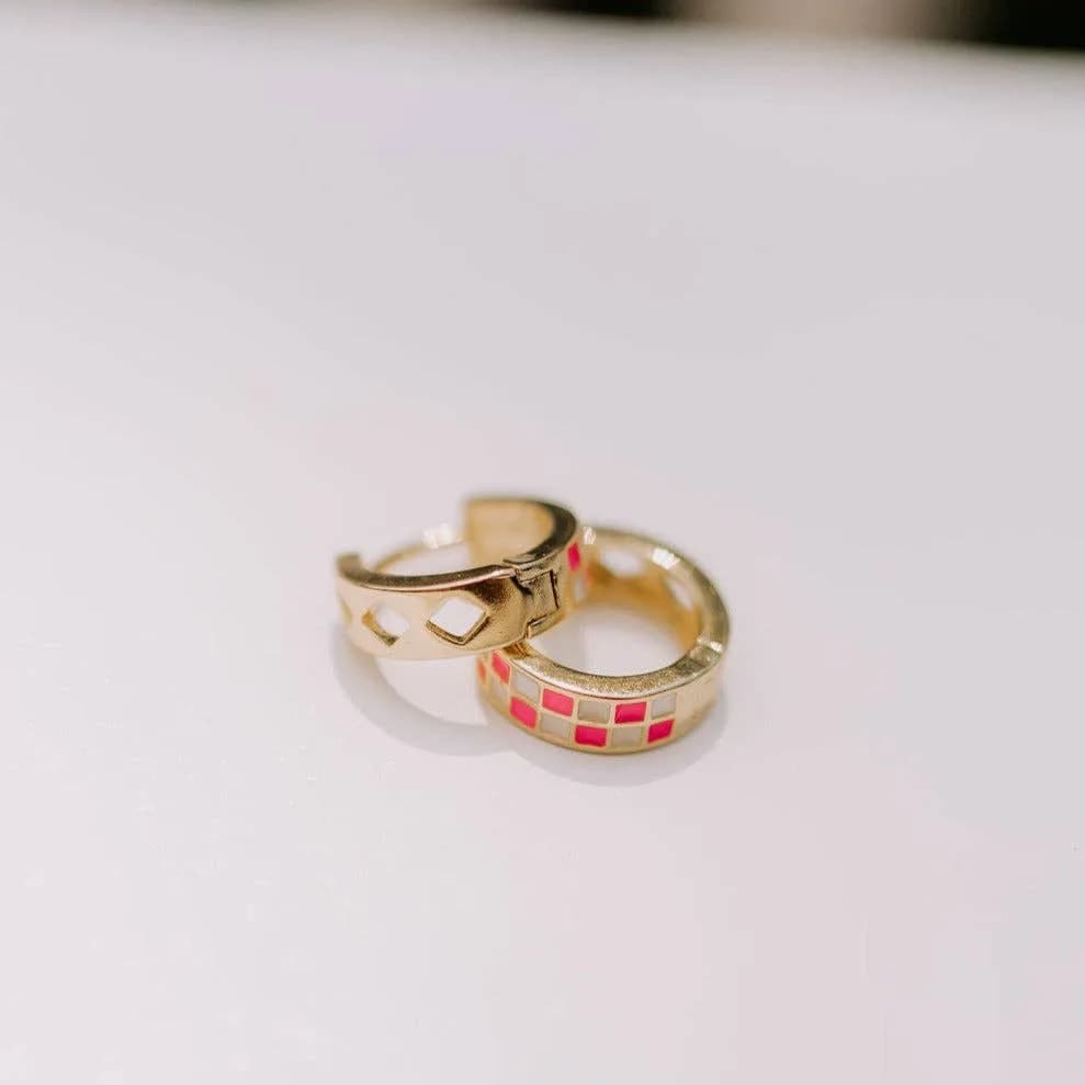 Checkered Hoops Mauve Jewelry Co (Pink)