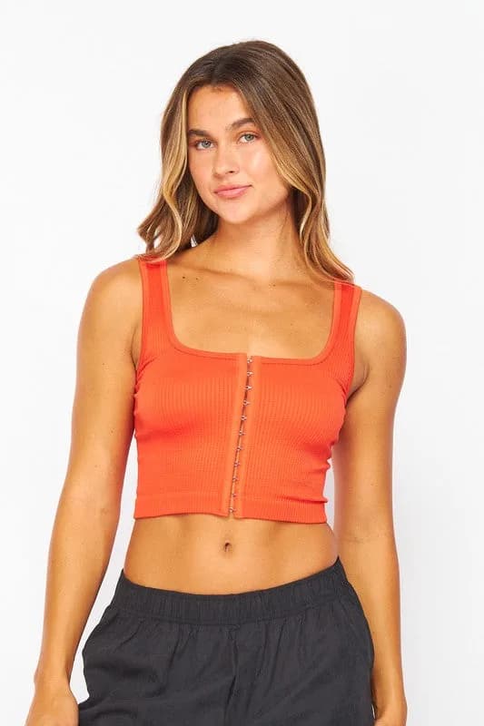 Love Poem Clasp Crop Tank Top in Multiple Colors