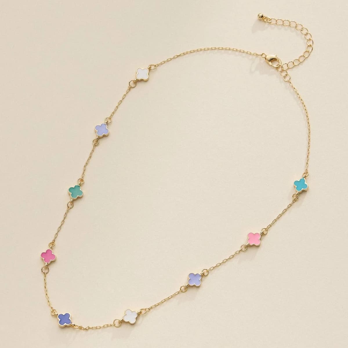 Gold Charm Necklace with Enamel Accents Elegant Minimalist Jewelry