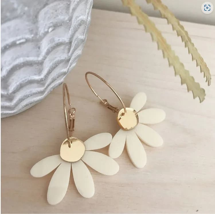 Jumbo Daisy Hoop Earrings Cream by Foxie Collective