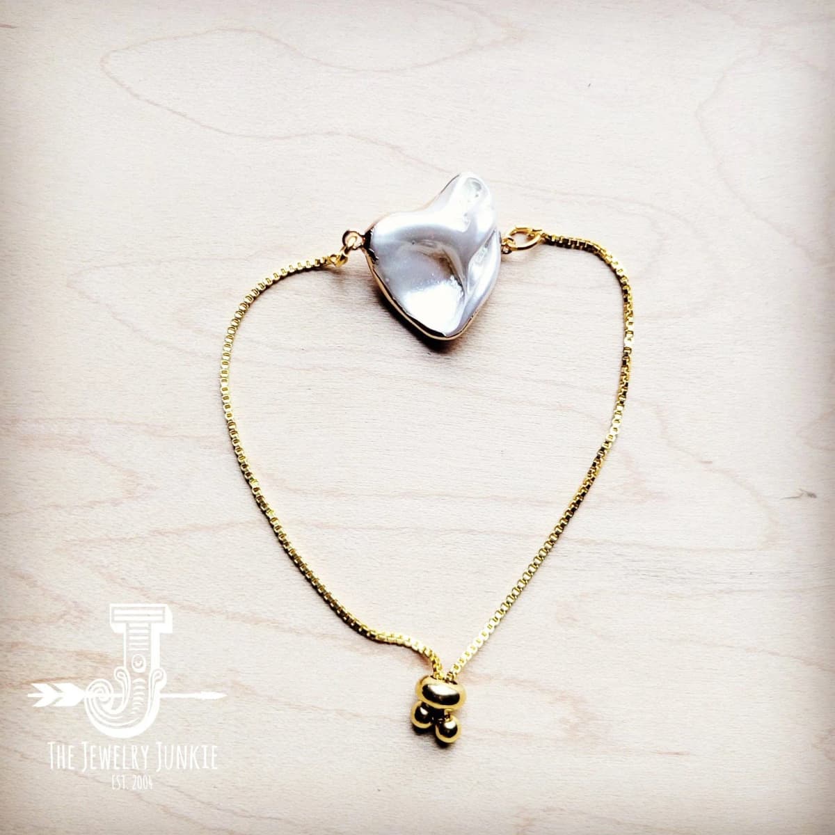 Freshwater Pearl Gold Bracelet with Adjustable Slide