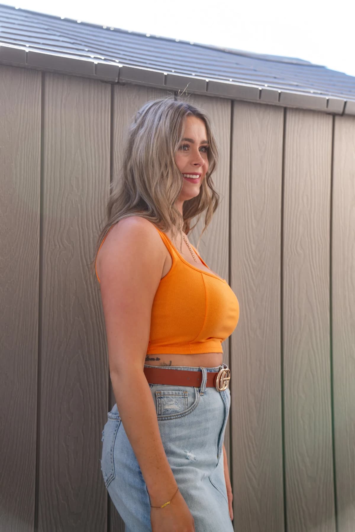 Knit Crop Top Unishe (Orange)
