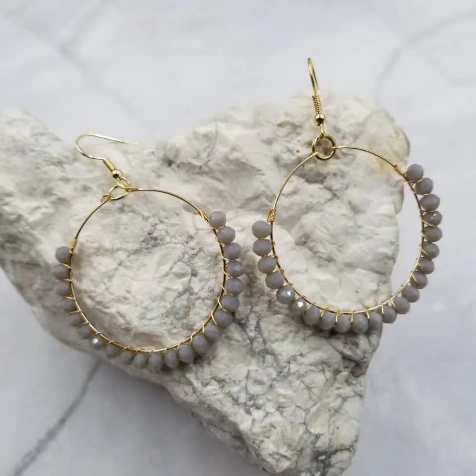 Handmade Wire Glass Beaded Earrings - Summer