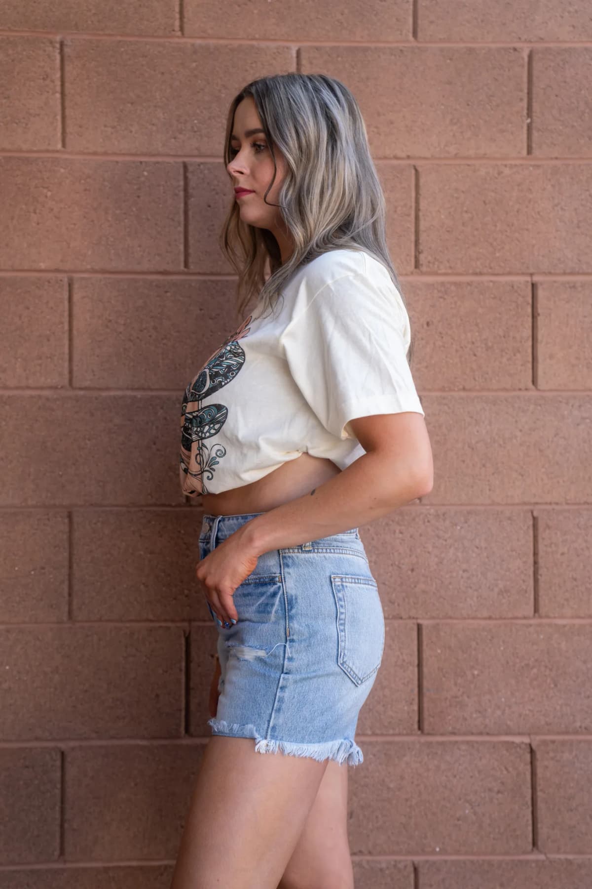 High Rise Uneven Hem Shorts