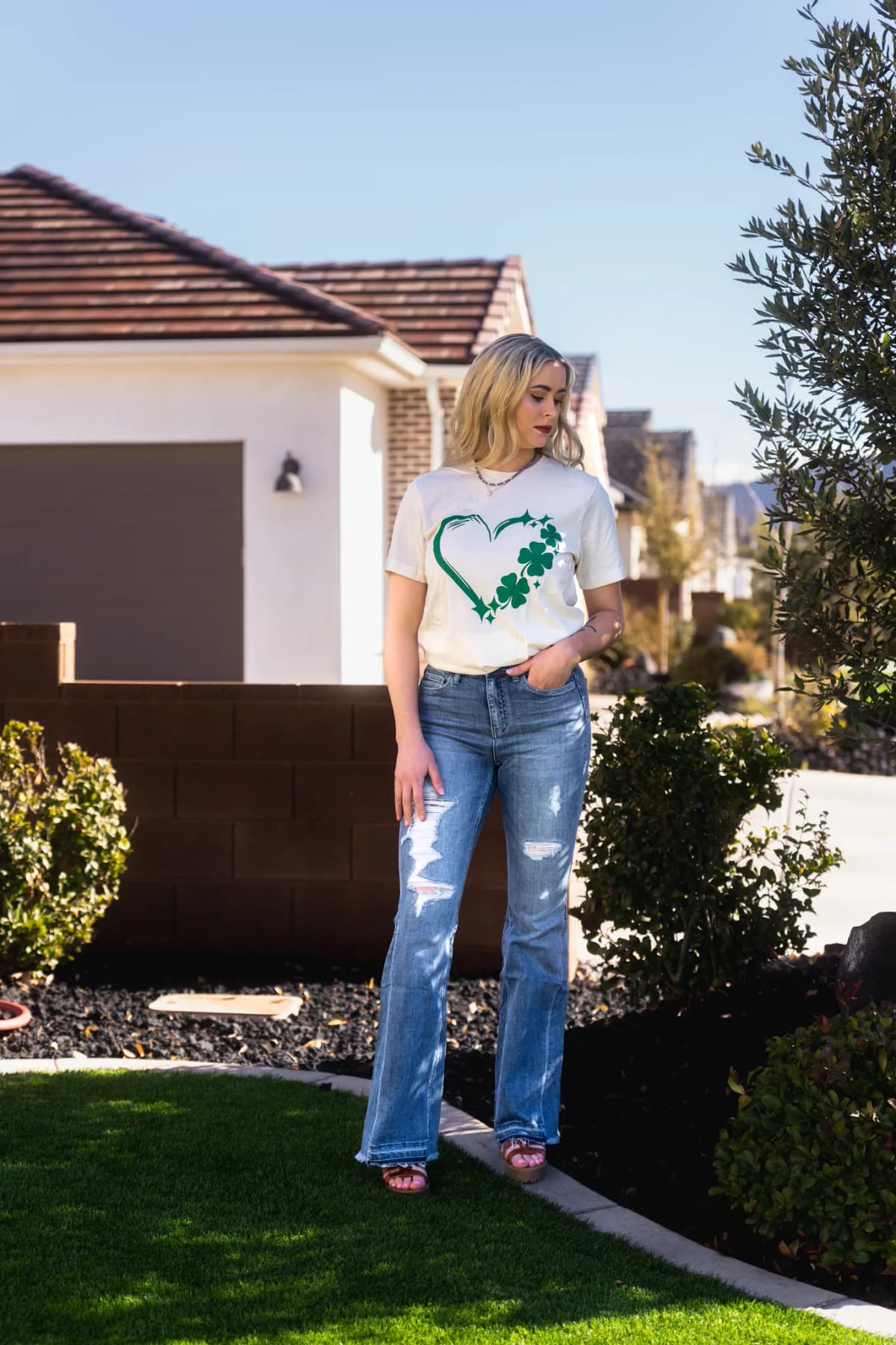 Lucky Clover Heart St Patrick's Day Graphic Tee Kissed Apparel