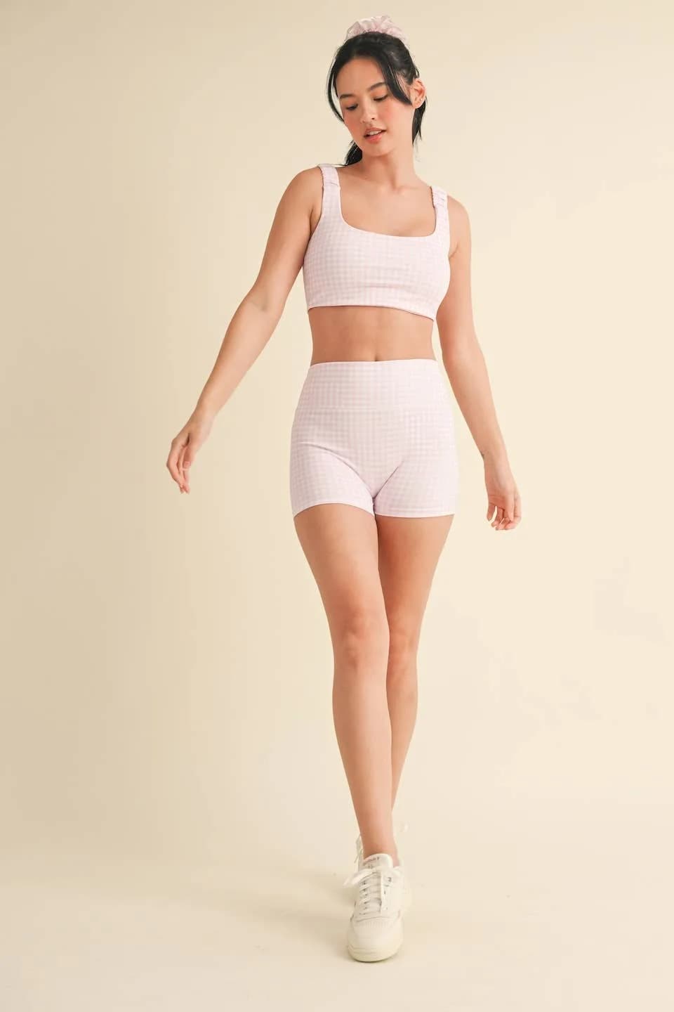 Gingham Print Ruched Bra Top by Kimberly C