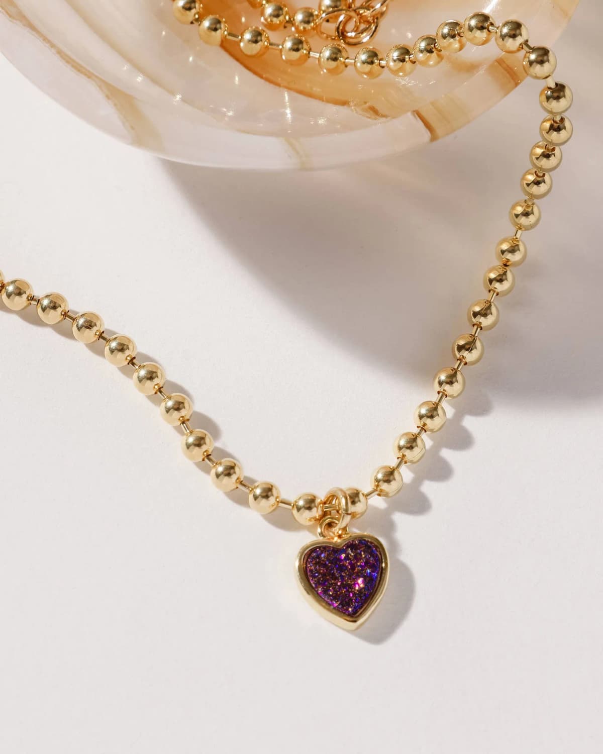 Luna Norte Heart's Accelerated Ball Chain Necklace Gold
