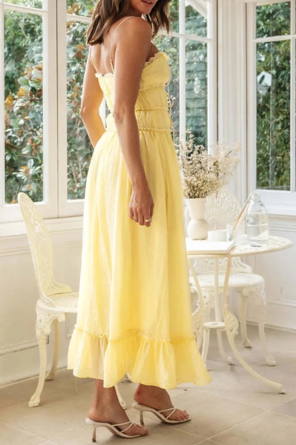 Frill Tied Front Midi Cami Dress