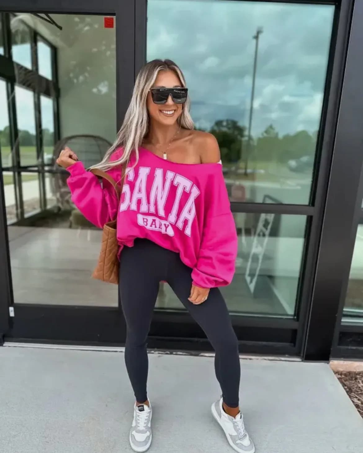 Santa Baby Graphic Crewneck Off the Shoulder