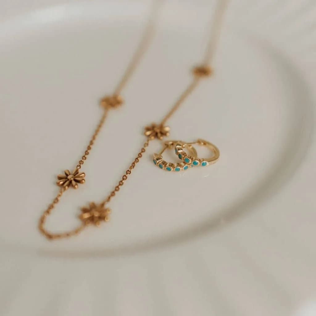 Gaby Turquoise Hoops Gold or Silver by Mauve