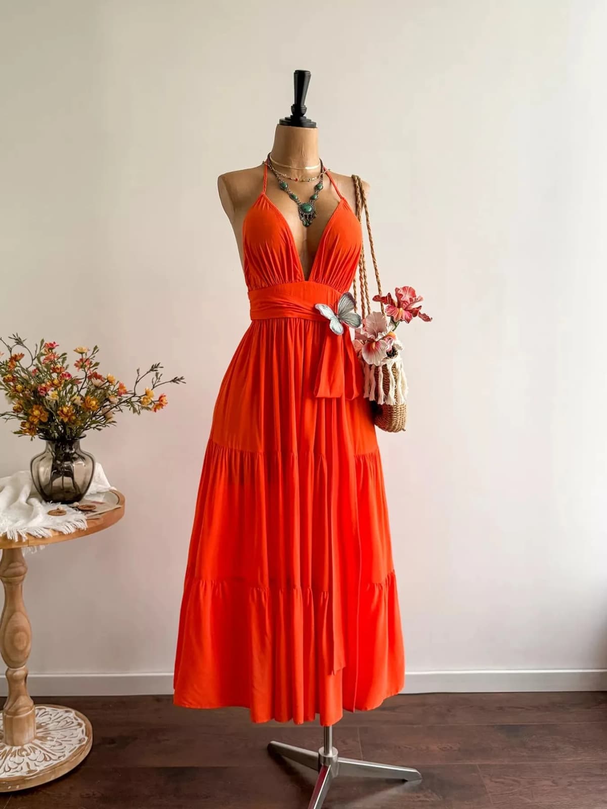 Halter Neck Tiered Dress