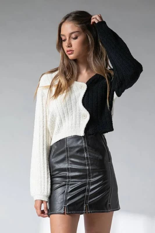 Kamila Faux Leather Slit Mini Skirt