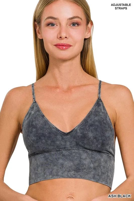 Washed Ribbed Seamless Bra Padded Tank Top Zenana Muliple Colors