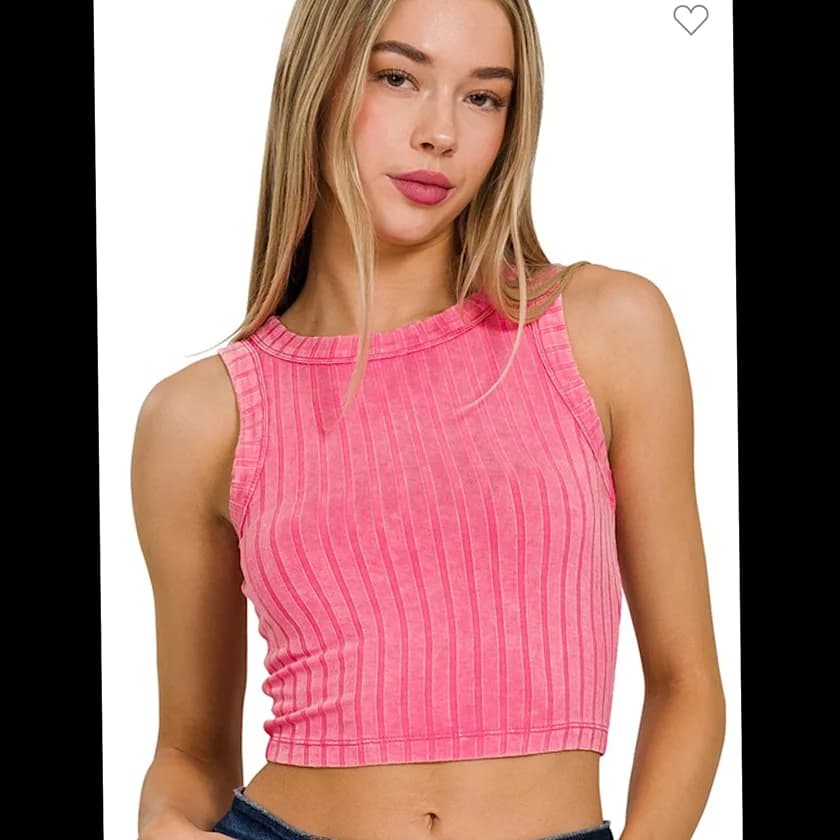 Zenana Ribbed Buttery Soft Tank Crop Top