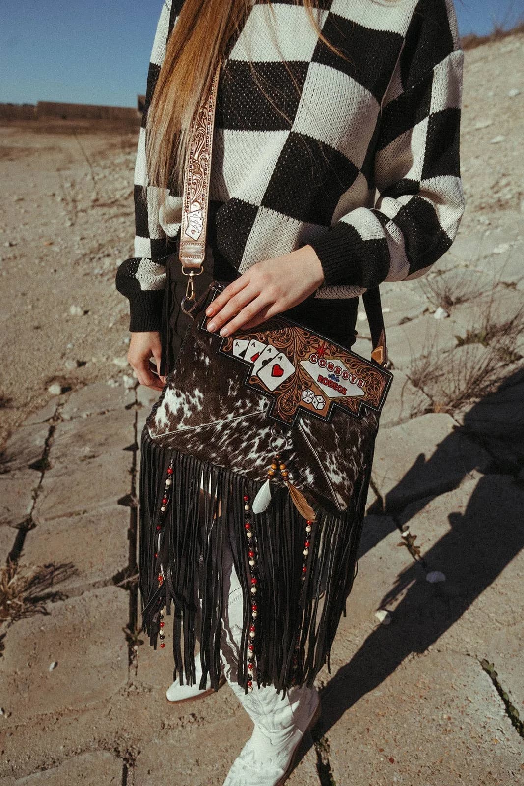 Cowboys And Rodeos Fringe Bag A Haute Southern Hyde by Beth Marie Exclusive