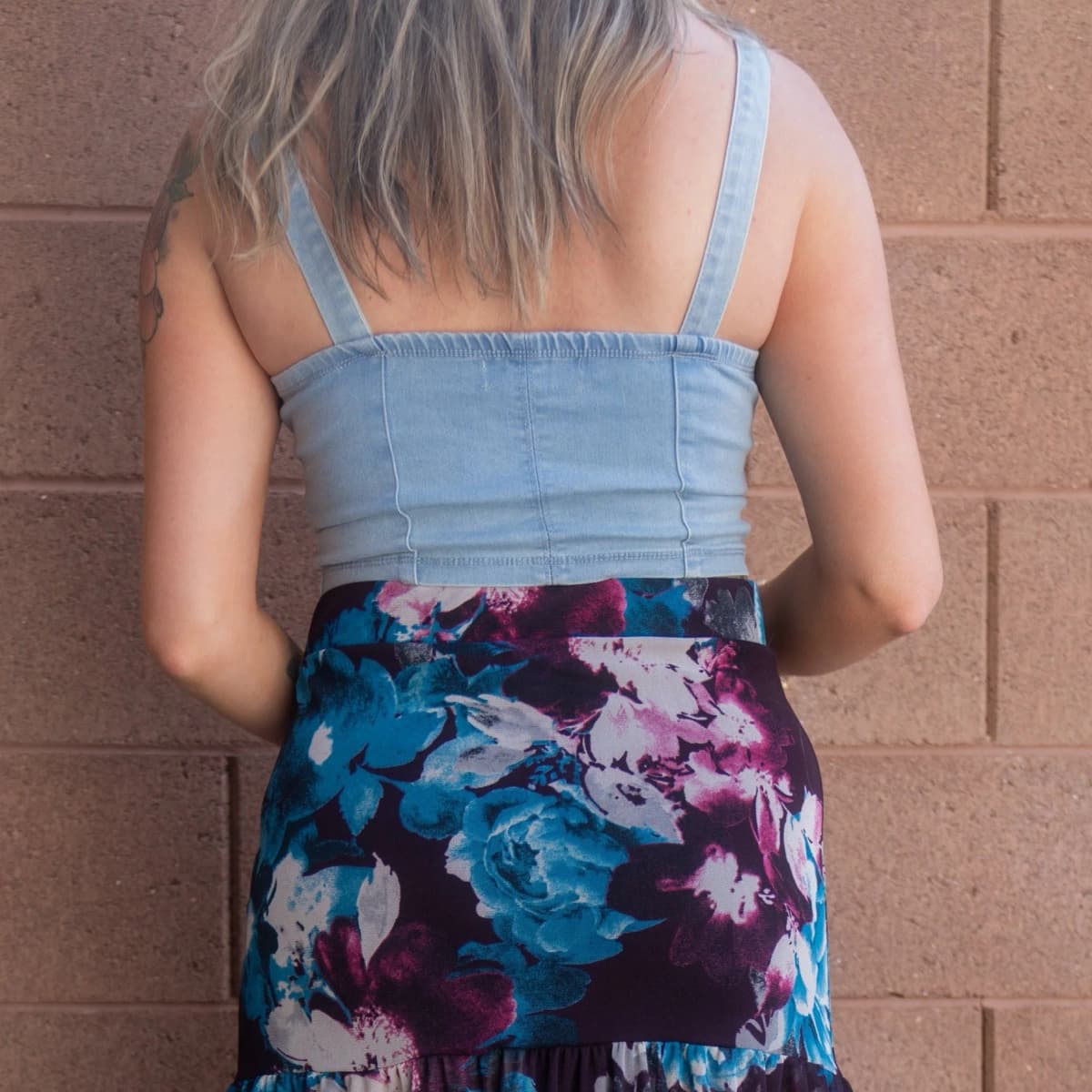 Crop Top With Buckle Style Straps Boswell (Dark Denim)