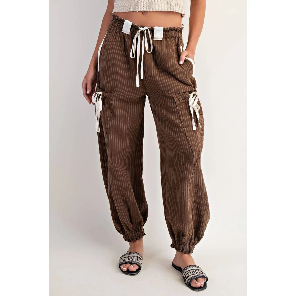 New* Striped Jogger Pants Chocolate