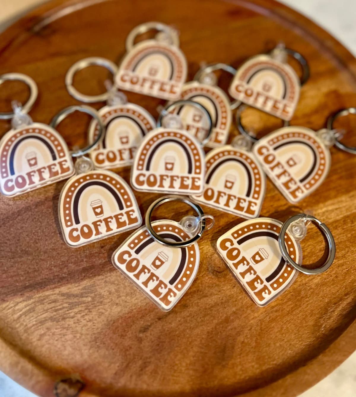 Coffee rainbow keychain cream