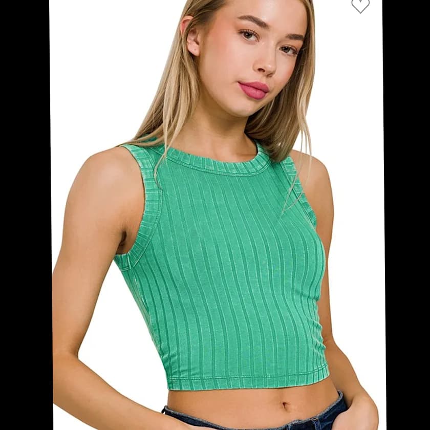 Zenana Ribbed Buttery Soft Tank Crop Top