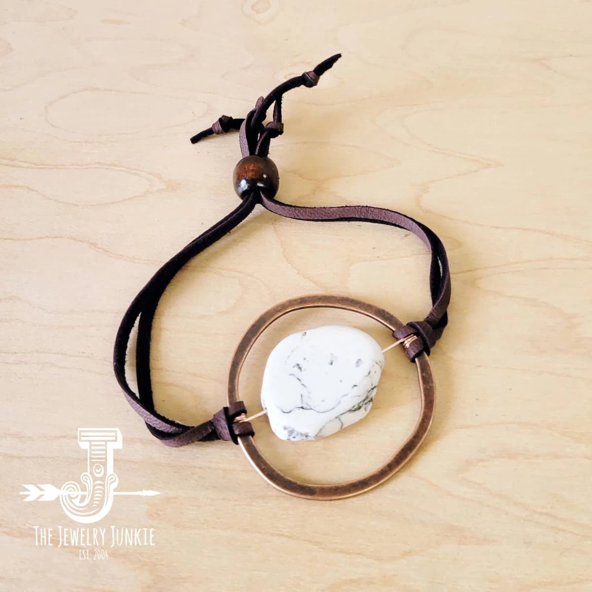 White Turquoise Bracelet Stone Slab Adjustable Ties