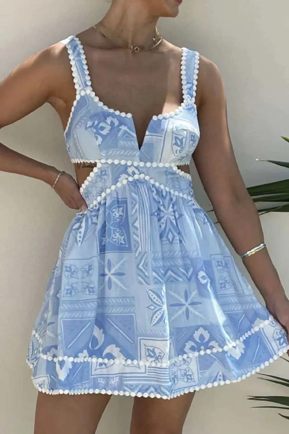 Cutout Printed Mini Dress