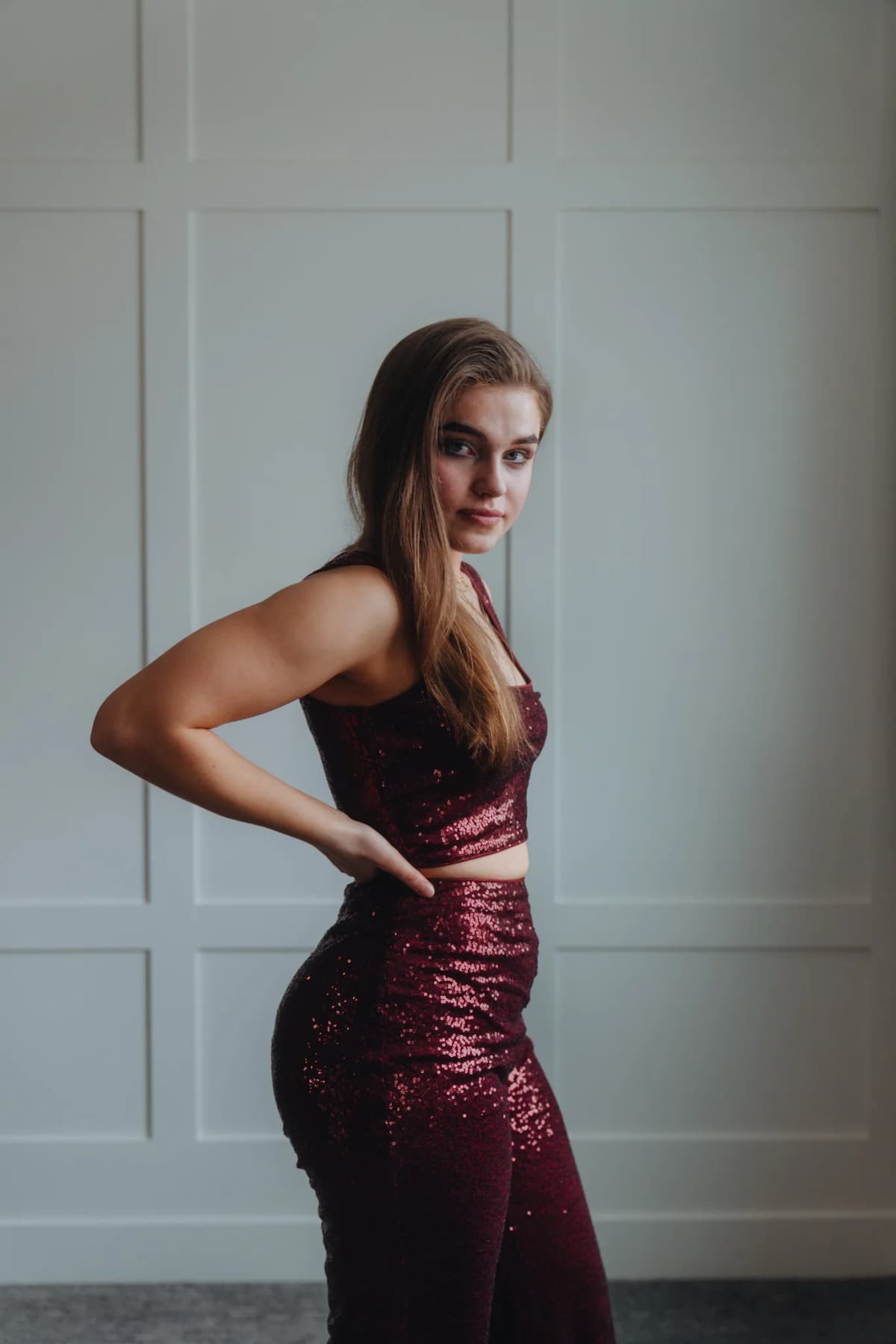 Sequin Cropped Top and Pants Set by Blue Blush