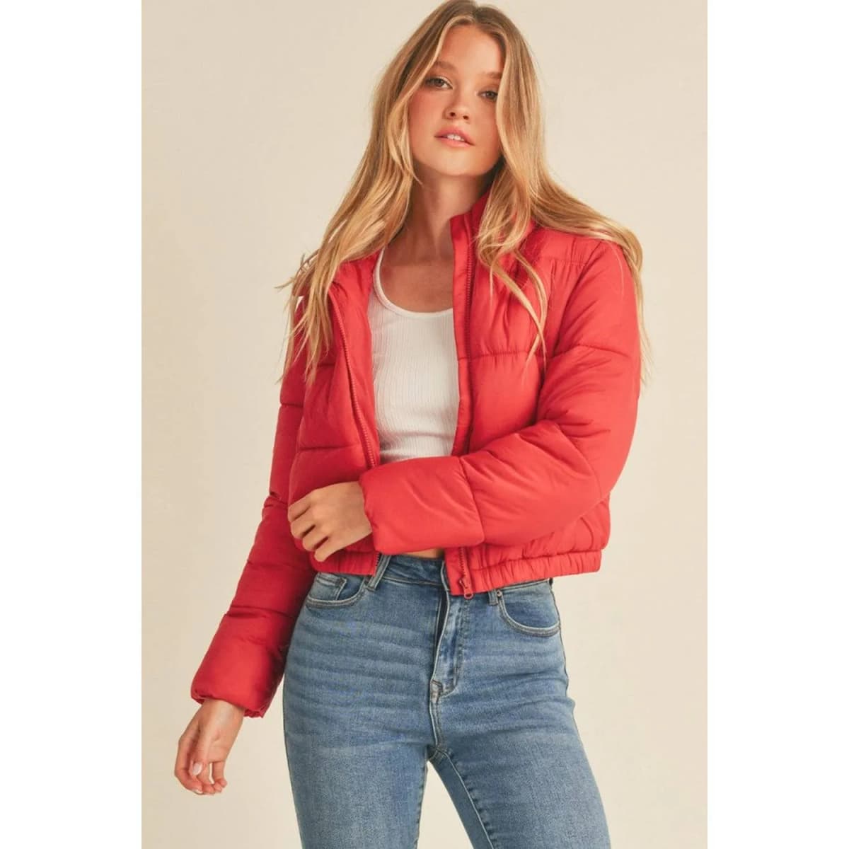Molly Red Nylon Puffer Jacket
