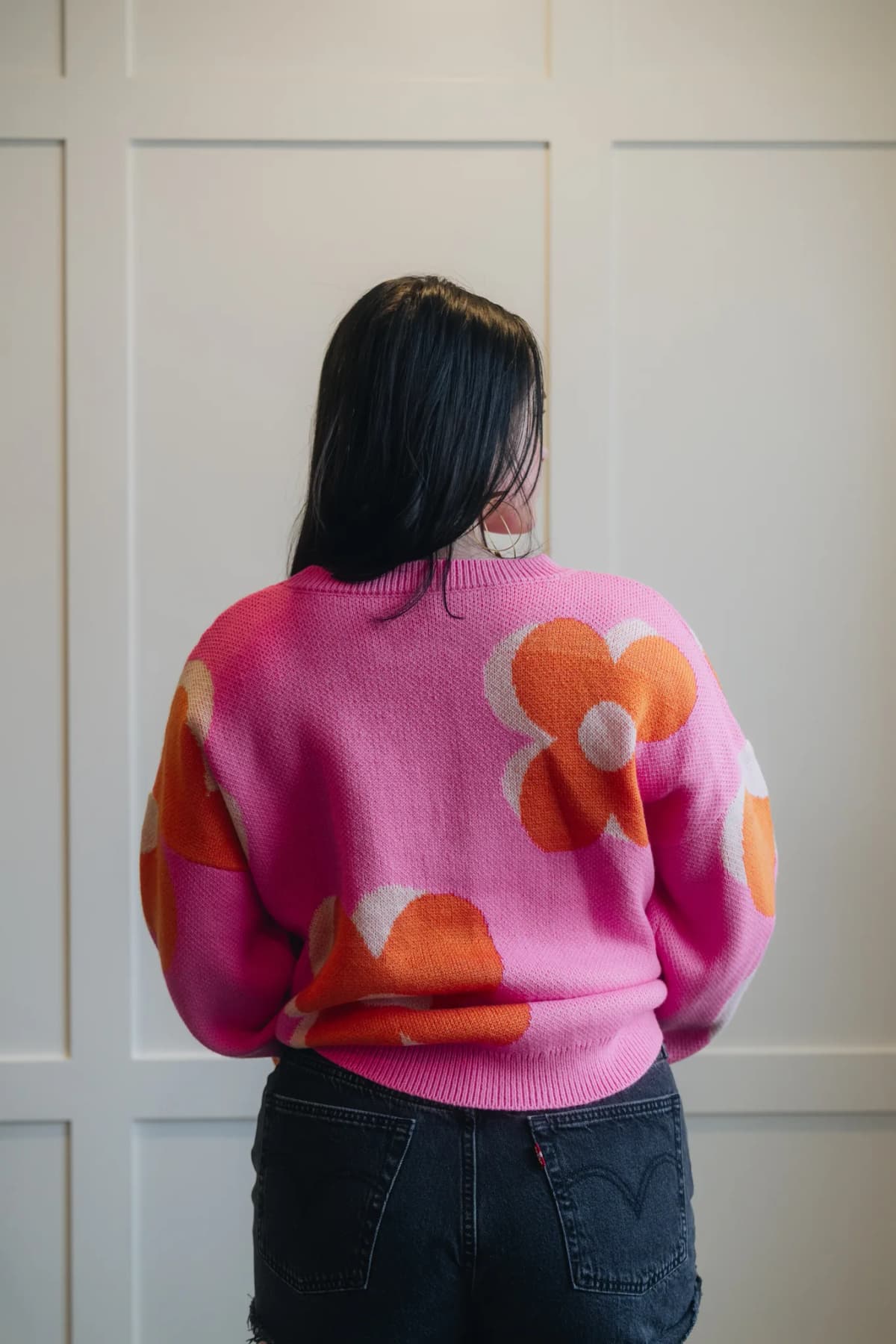 Flower Pattern Slouchy Sweater Little Daisy Closet