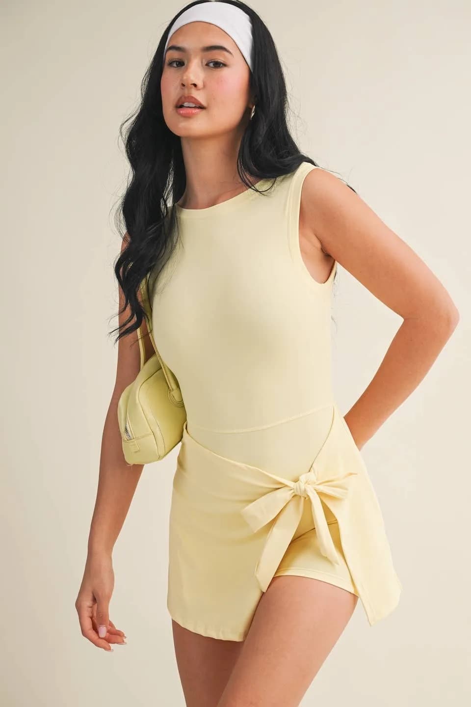 Cream or Chocolate Sleeveless Wrap Tie Front Dress by Glowie
