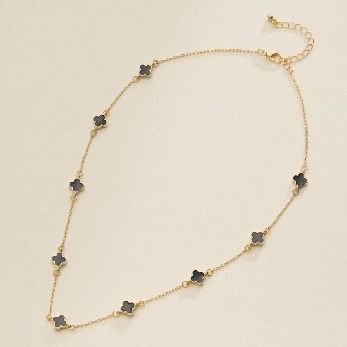 Gold Charm Necklace with Enamel Accents Elegant Minimalist Jewelry