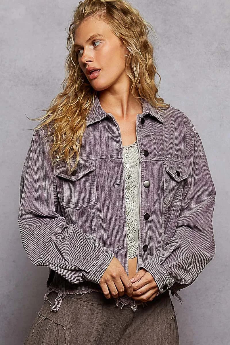 POL Button Down Corduroy Trucker Jacket