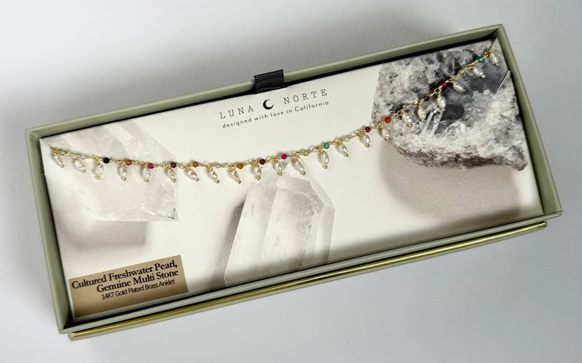 Luna Norte Go Barefoot Anklet- Genuine Multistone & Pearl