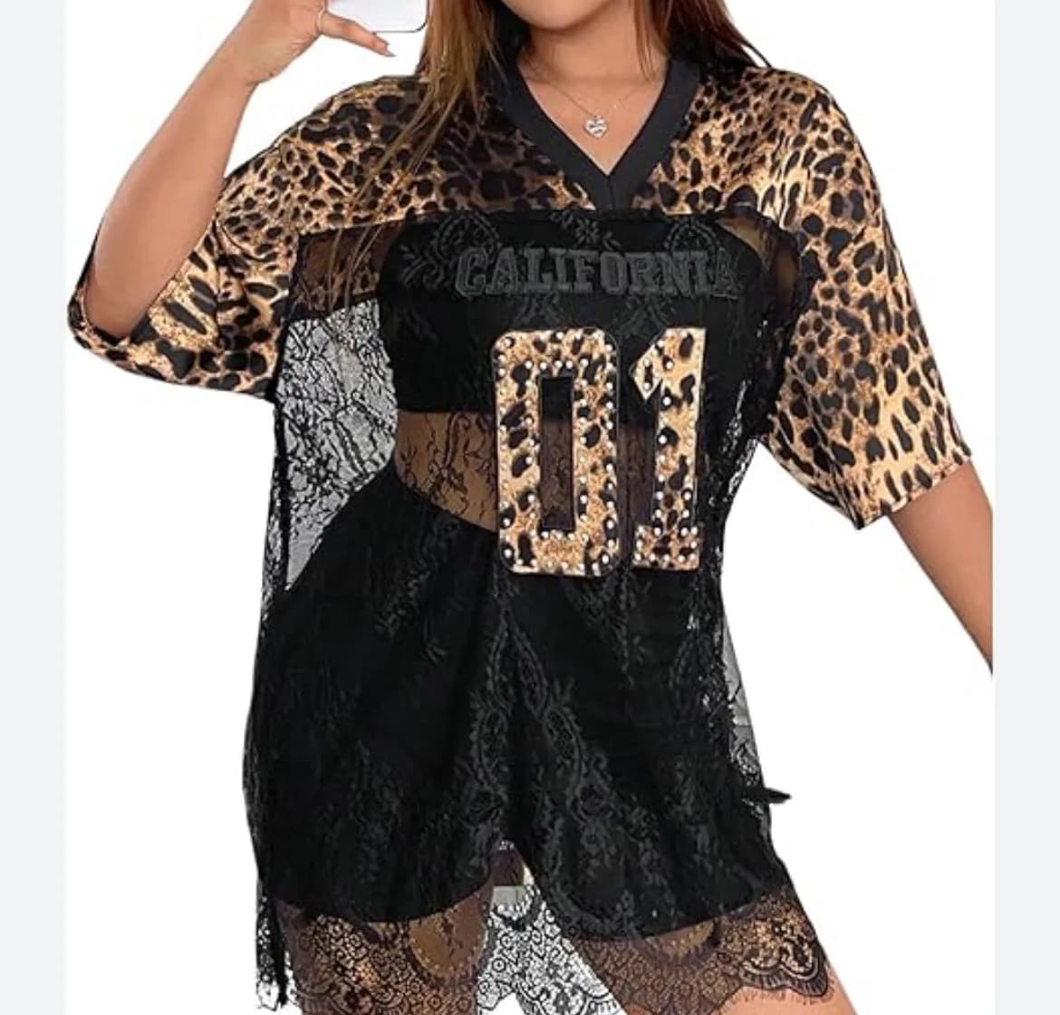 Authentic or California Edge Numbered Lace Sporty Jersey Top