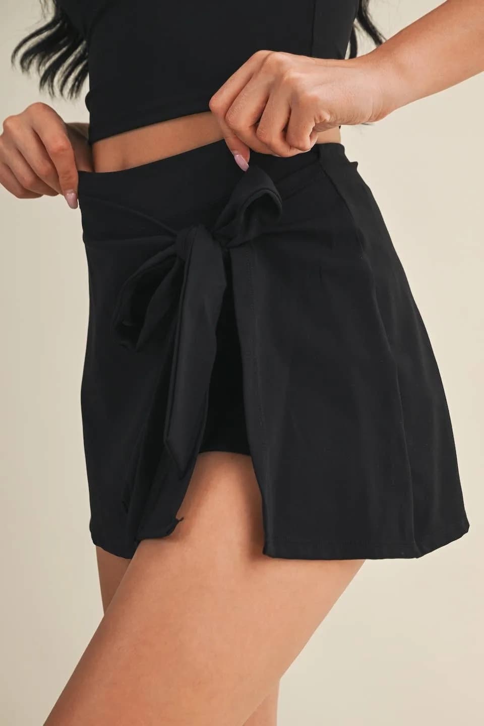 Kimberly C Glowie Wrap Tie Skort