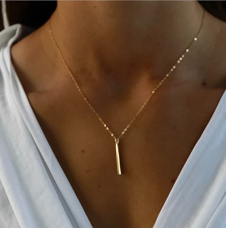 Petite Bar Necklace in Silver and Gold