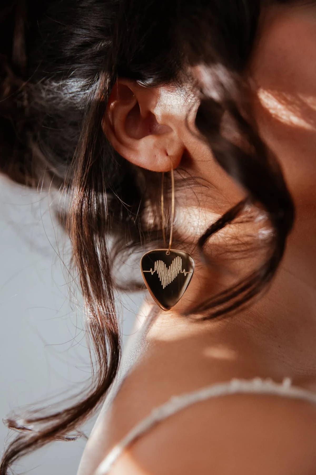 Rose Gold Hoop Earrings Groupie Love Guitar Picks (50mm)