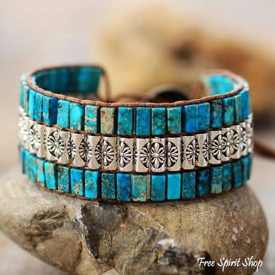 Tibetan Blue Jasper Wrap Bracelet