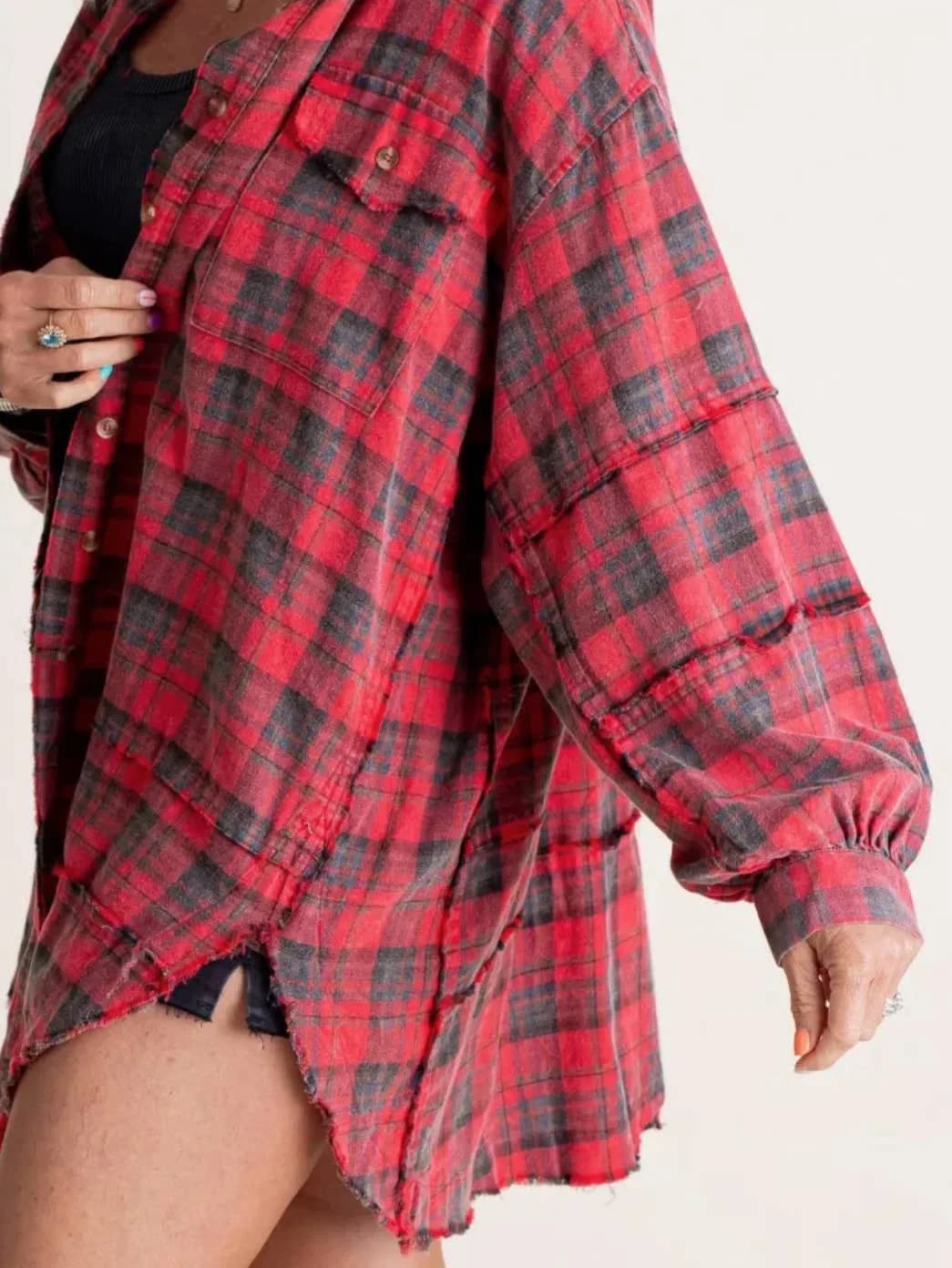 Plaid Shirt Oversized Long Shacket