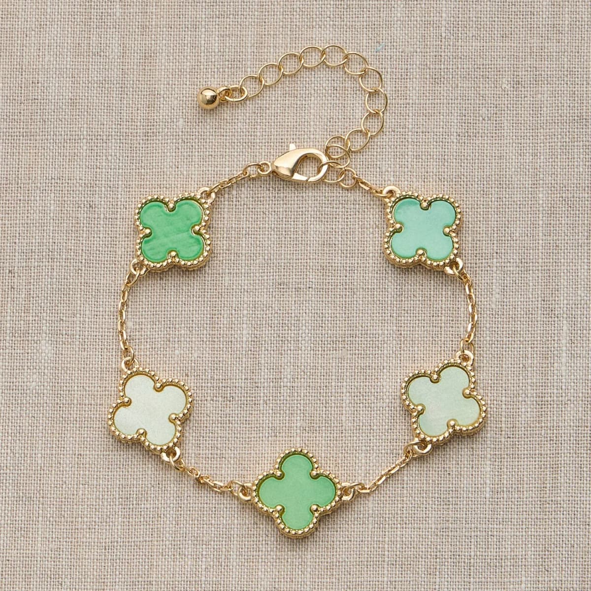 Colorful Shell Charm Bracelet with Gold Detailing: Mint/Multi