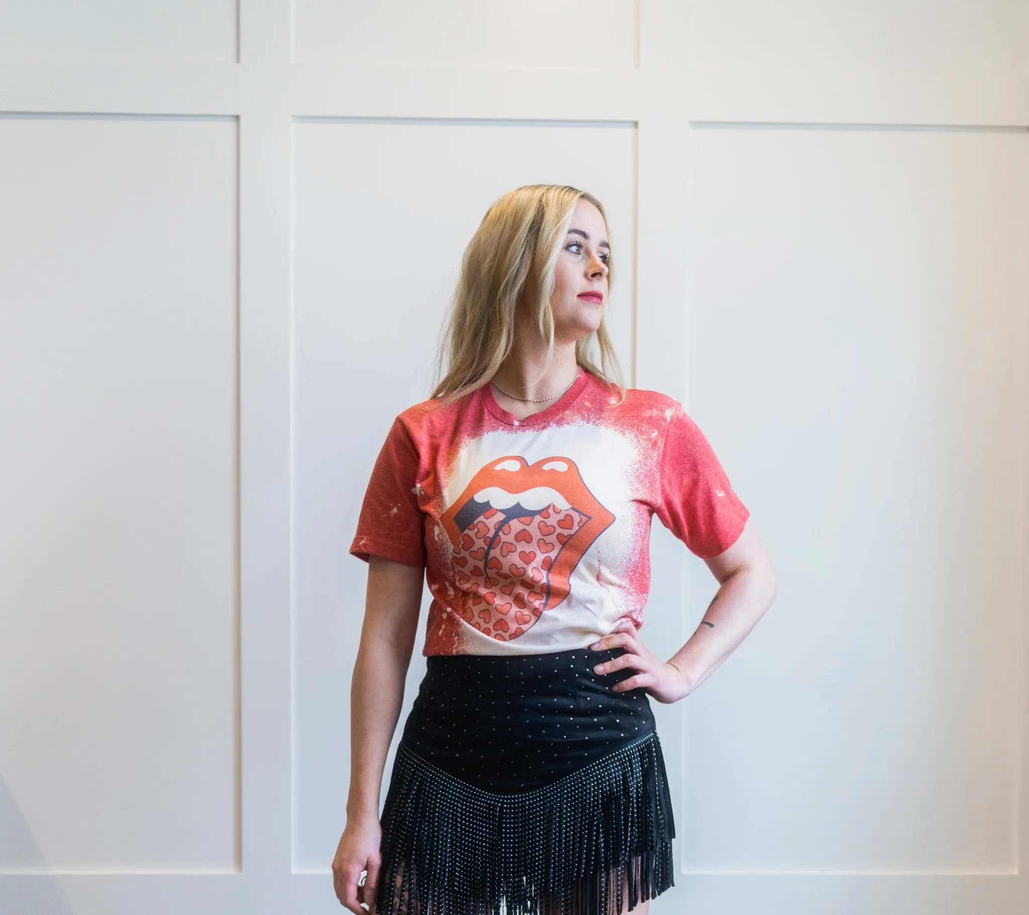 Rolling Stones Lips Heart Tonque Bleached Shirt