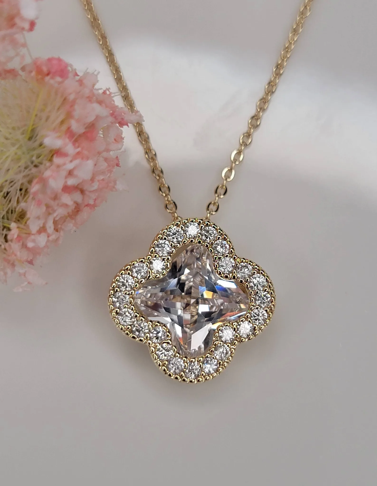Four Leaf Clover Necklace Crystal Works by Betty Oh
