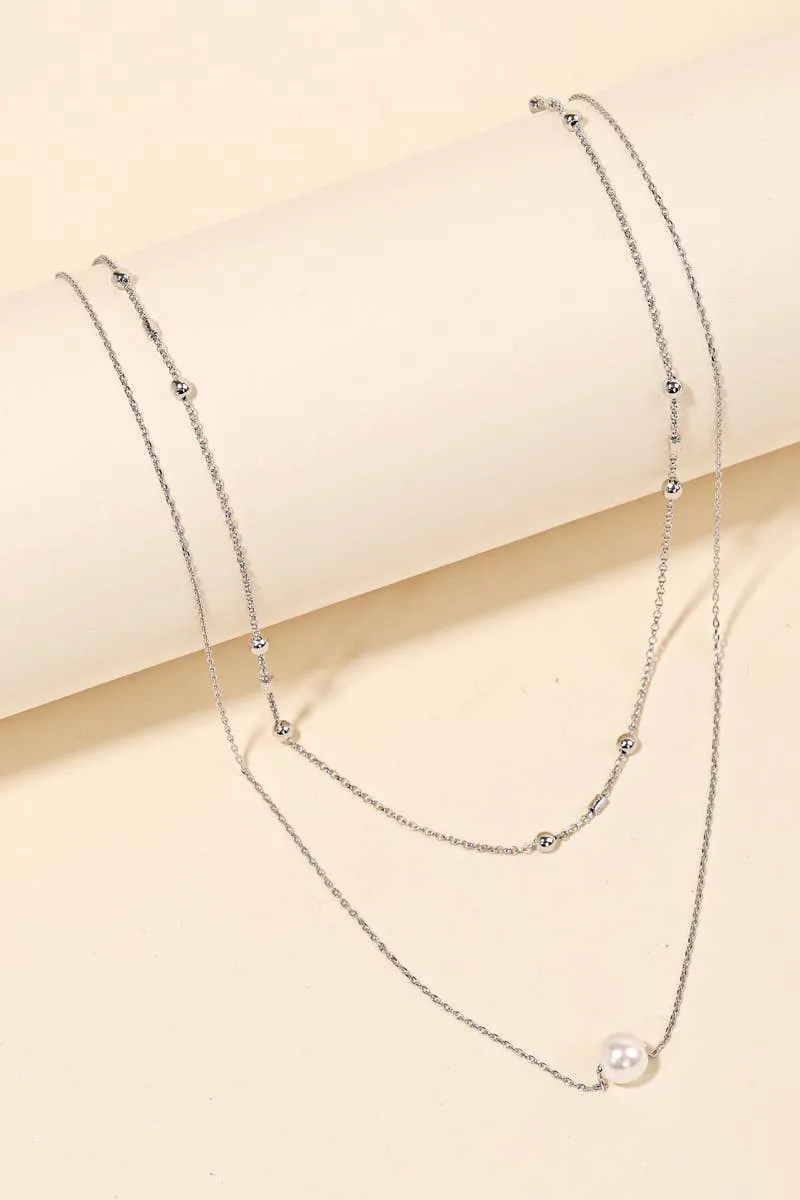 Dainty Chain Pearl Charm Layered Necklace Anarchy Street